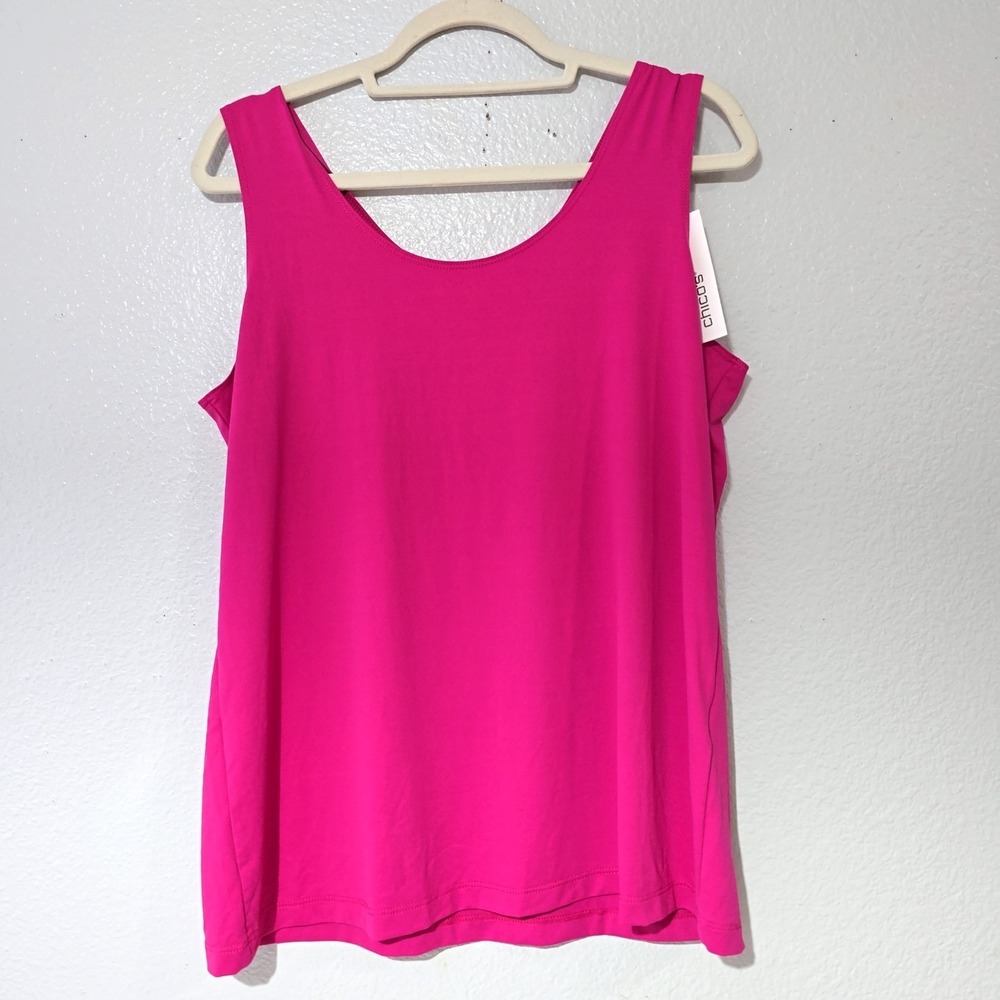 Chico's Microfiber Contemprorary Bright Pink Sleeveless Tank Top Size XL Nwt